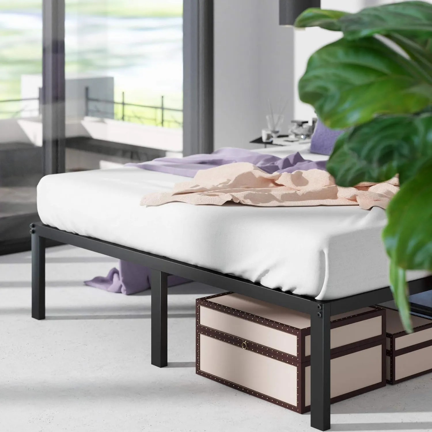 ZINUS Yelena 14 Inch Metal Platform Bed Frame, Steel Slat Support, No Box Spring Needed, Easy Assembly, Queen
