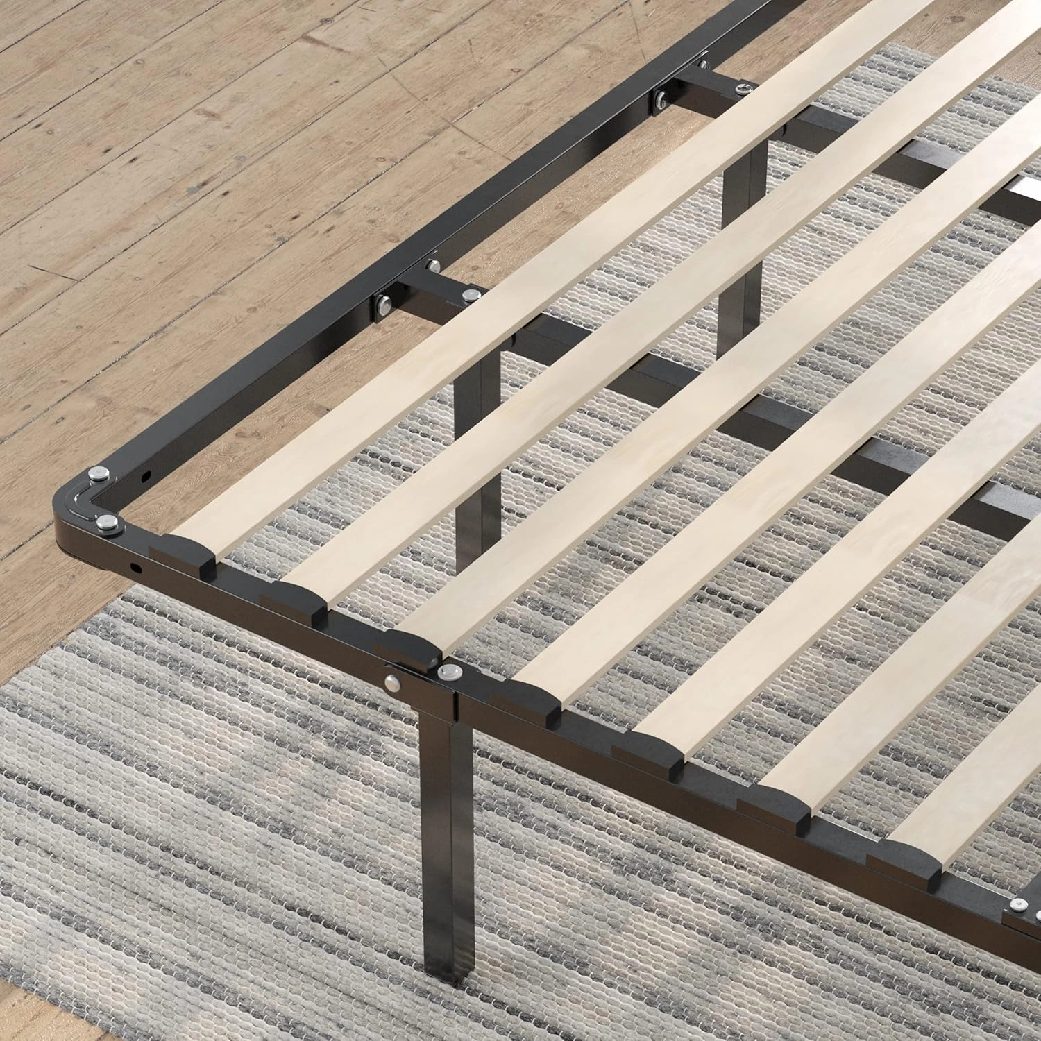 ZINUS 14 Inch SmartBase Euro Slats Mattress Foundation Metal Platform Bed, Box Spring Needed, Sturdy Steel & Wood Frame. Underbed Storage, King, Black