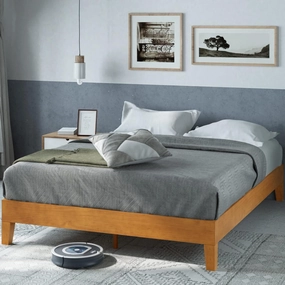 ZINUS Alexis Deluxe Wood Platform Bed Frame, Solid Wood Foundation, No Box Spring Needed, Wood Slat Support, Easy Assembly, Rustic Pine, King
