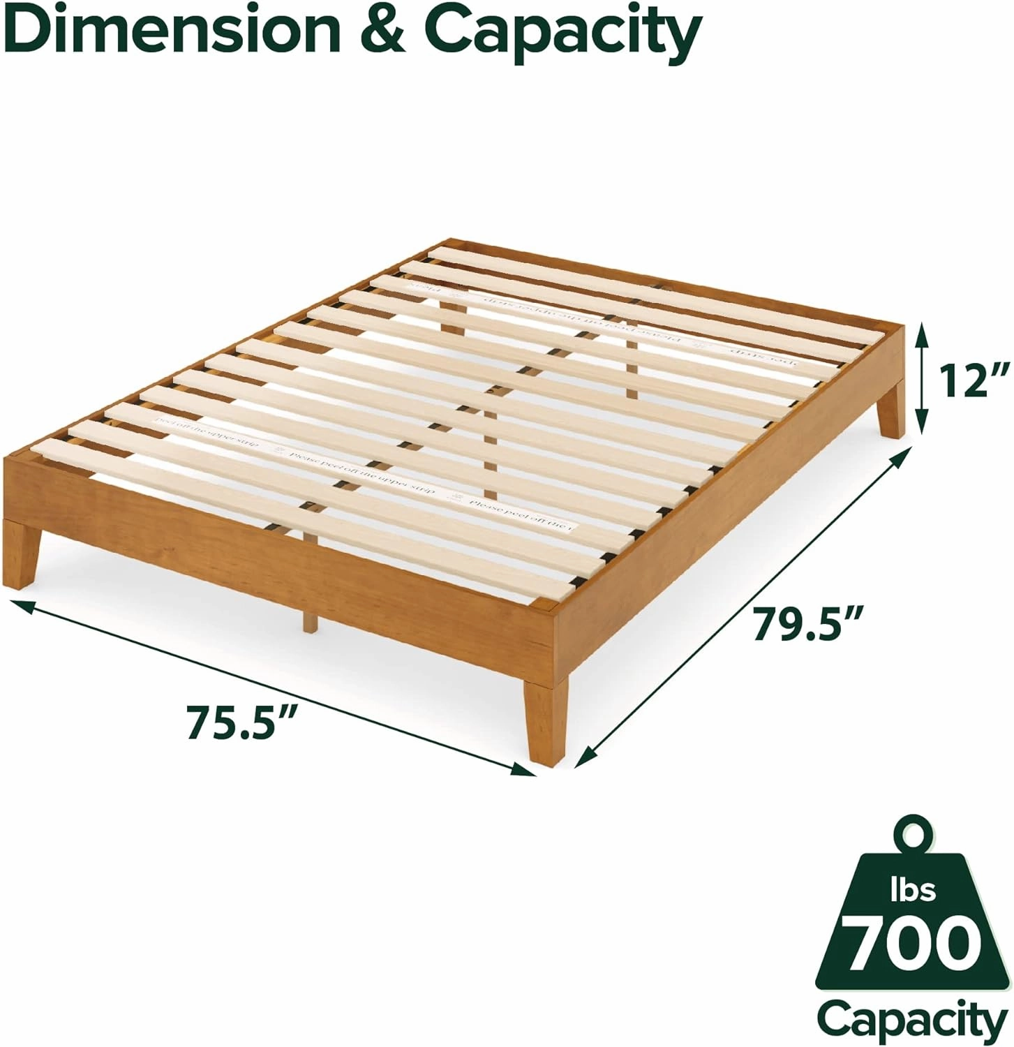 ZINUS Alexis Deluxe Wood Platform Bed Frame, Solid Wood Foundation, No Box Spring Needed, Wood Slat Support, Easy Assembly, Rustic Pine, King