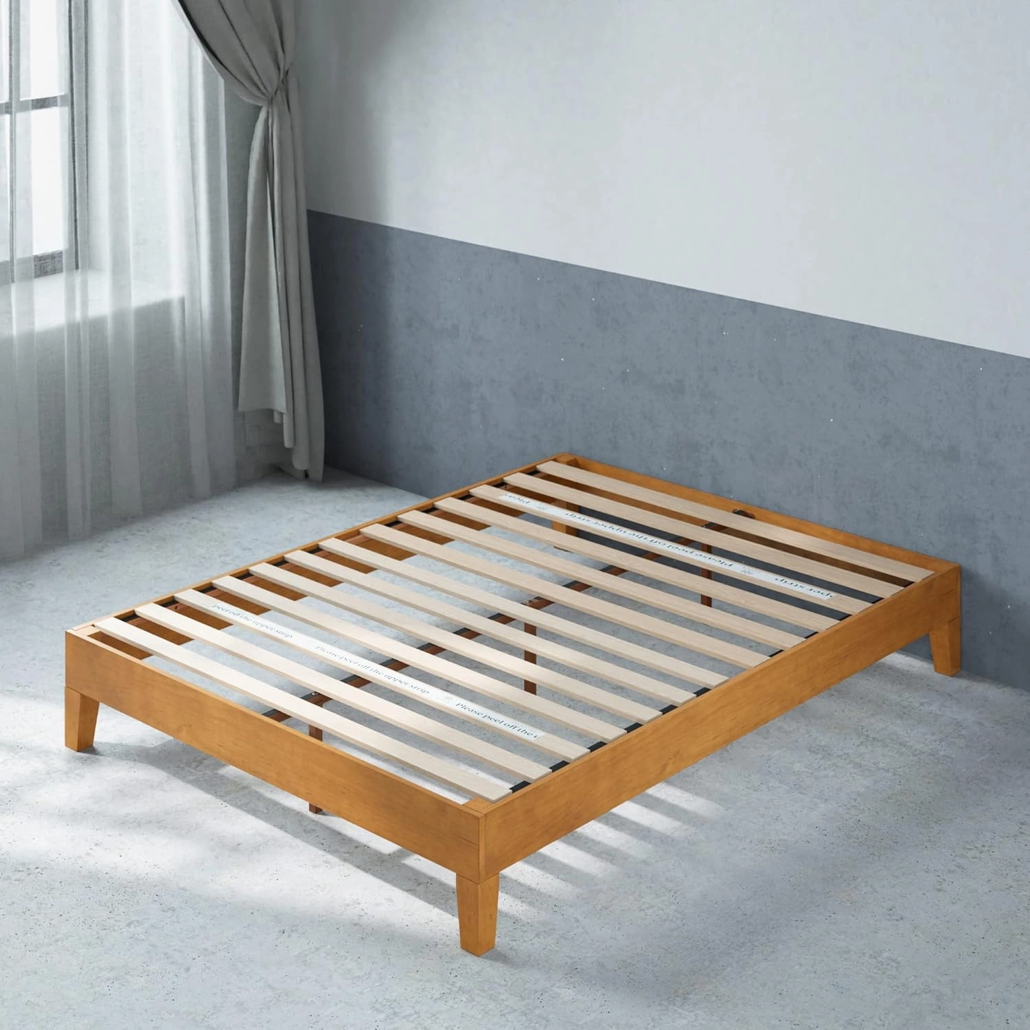 ZINUS Alexis Deluxe Wood Platform Bed Frame, Solid Wood Foundation, No Box Spring Needed, Wood Slat Support, Easy Assembly, Rustic Pine, King