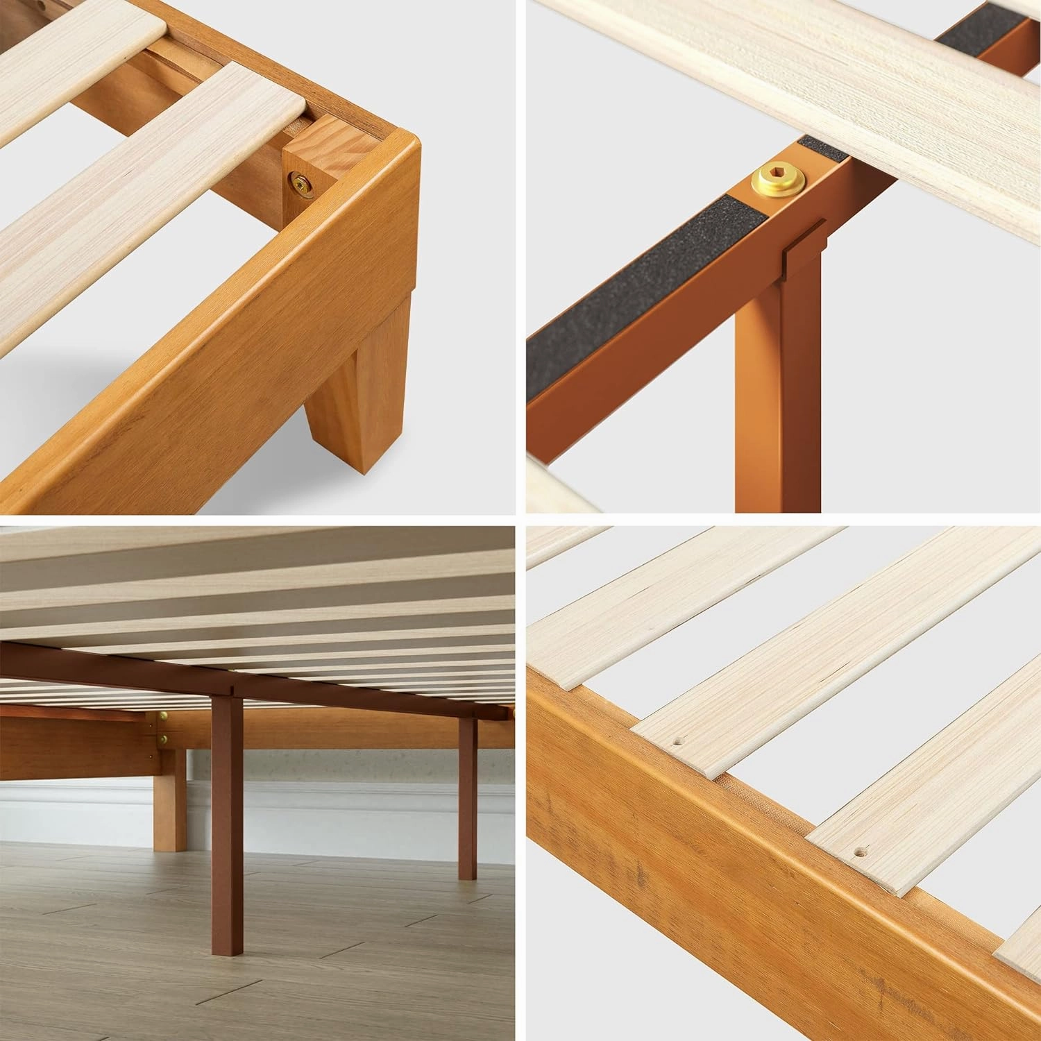 ZINUS Alexis Deluxe Wood Platform Bed Frame, Solid Wood Foundation, No Box Spring Needed, Wood Slat Support, Easy Assembly, Rustic Pine, King