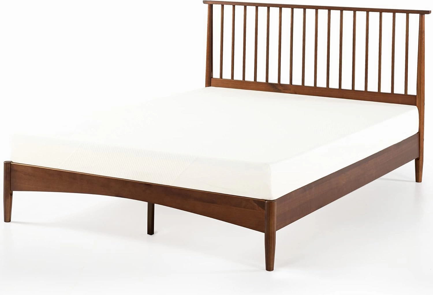 ZINUS Linda Mid Century Wood Platform Bed Frame, Solid Wood Foundation, Wood Slat Support, No Box Spring Needed, Easy Assembly, King,Brown