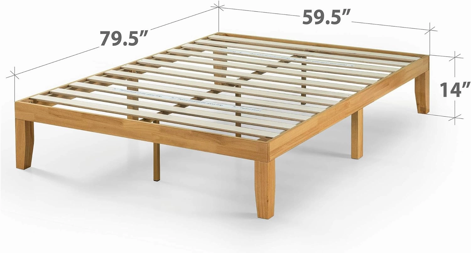 ZINUS Moiz Wood Platform Bed Frame, Wood Slat Support, No Box Spring Needed, Easy Assembly, Natural, Queen