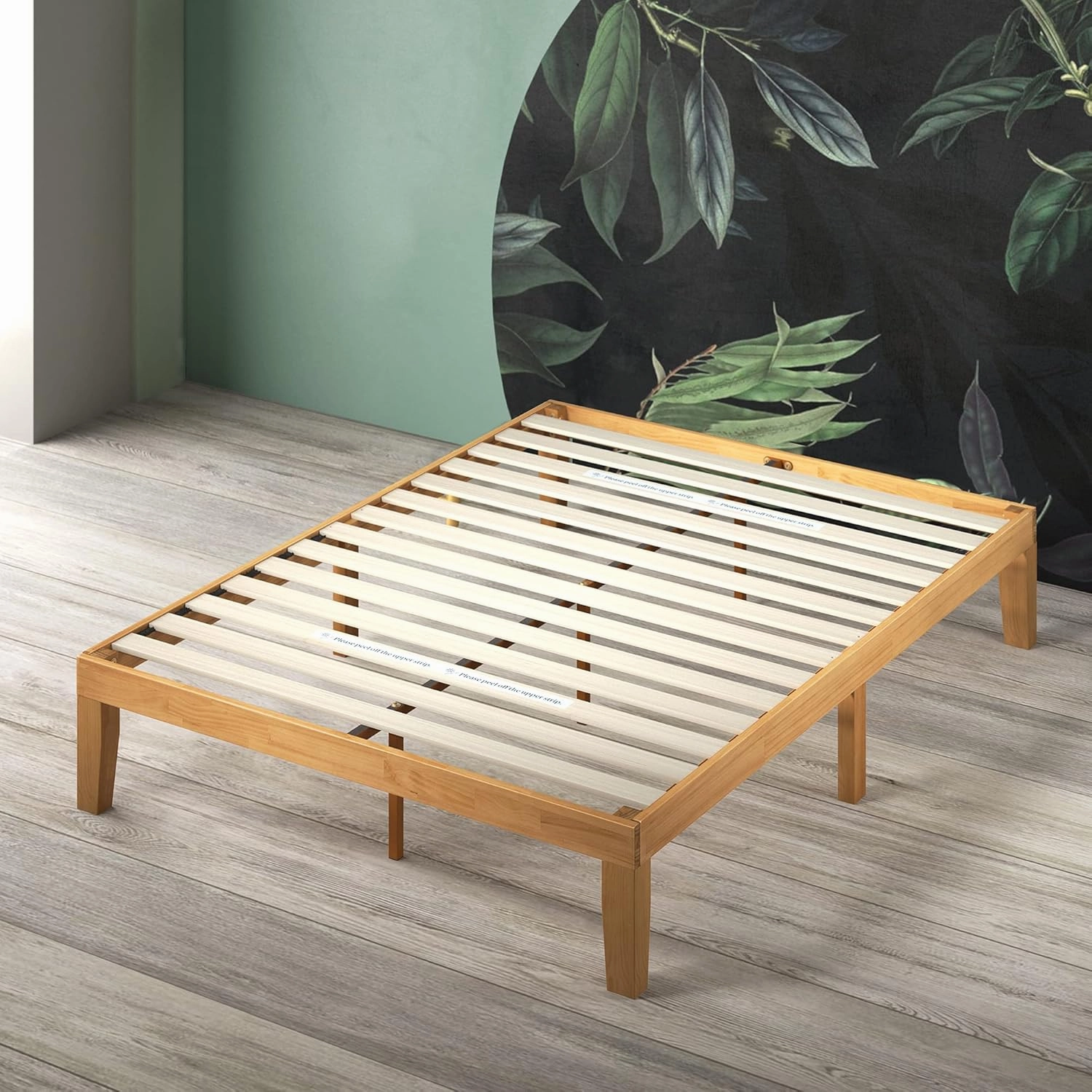 ZINUS Moiz Wood Platform Bed Frame, Wood Slat Support, No Box Spring Needed, Easy Assembly, Natural, Queen