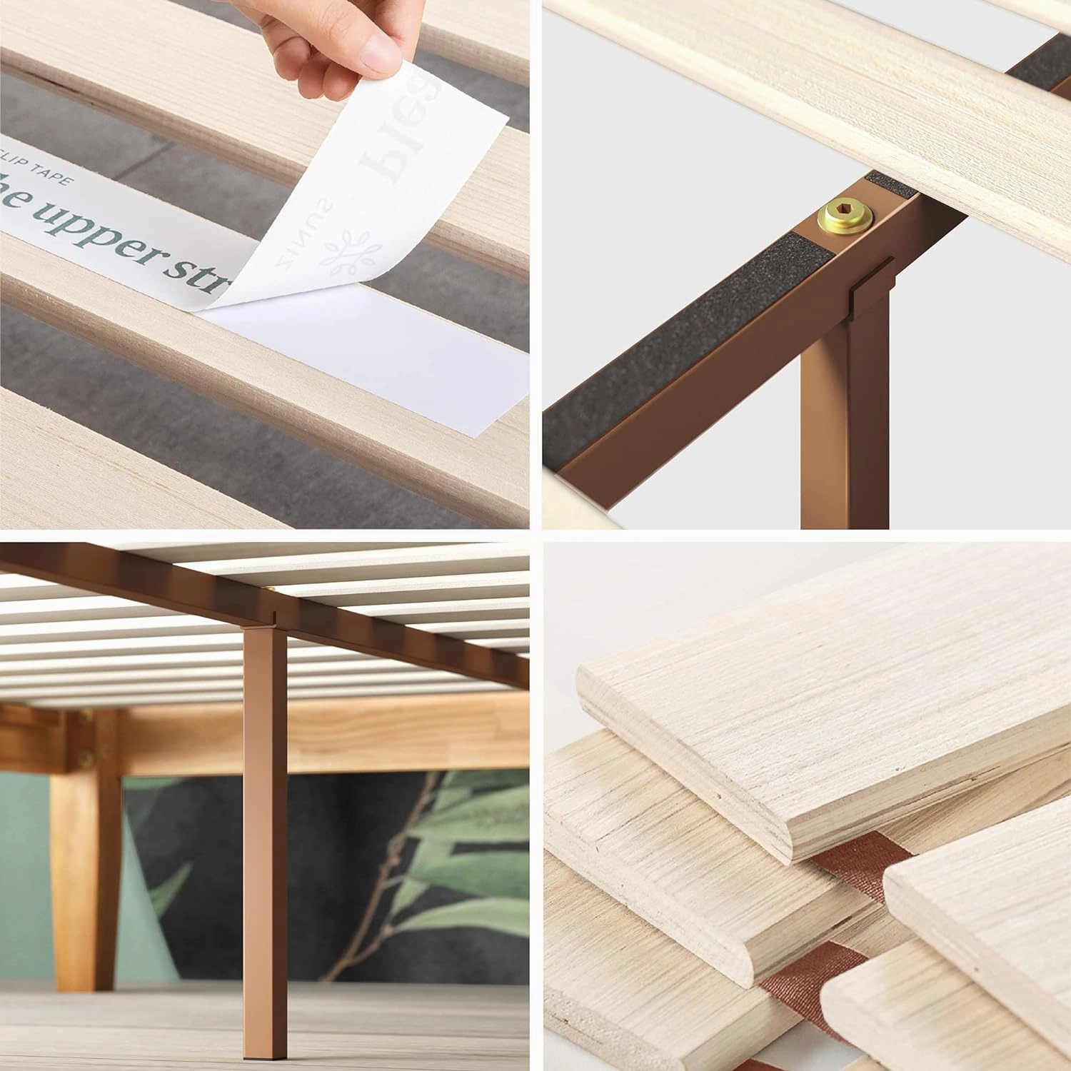 ZINUS Moiz Wood Platform Bed Frame, Wood Slat Support, No Box Spring Needed, Easy Assembly, Natural, Queen
