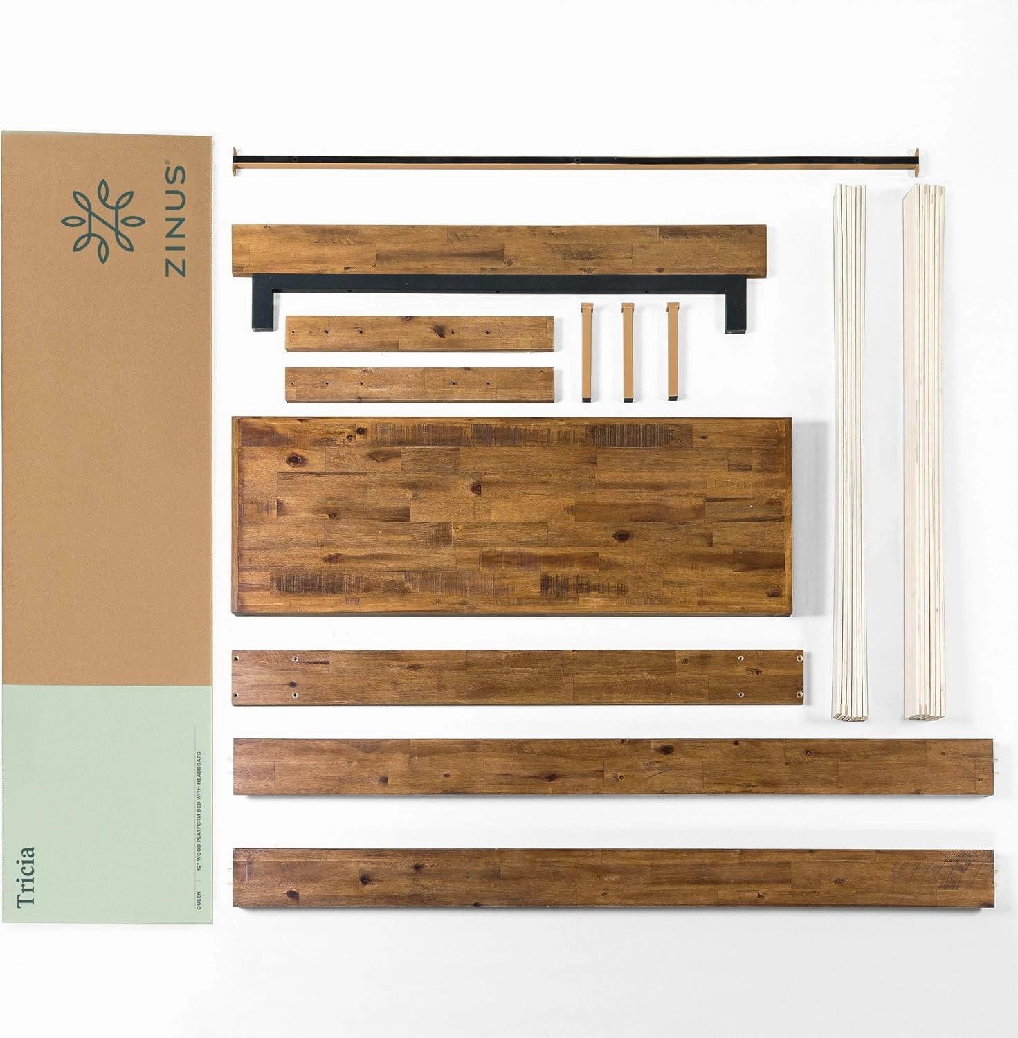 ZINUS Tricia Wood Platform Bed Frame with Adjustable Headboard, Wood Slat Support with No Box Spring Needed, Easy Assembly, King