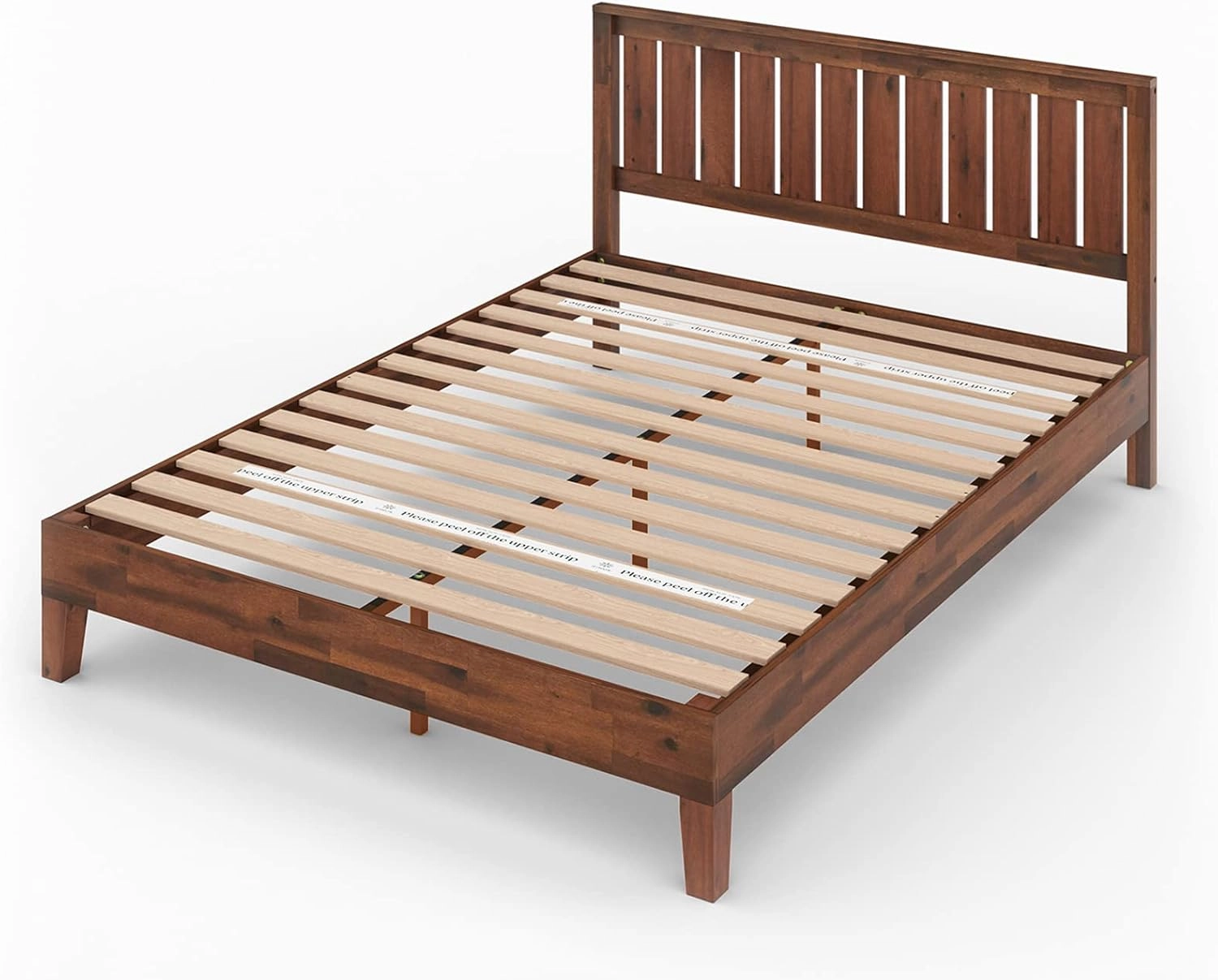 ZINUS Vivek Deluxe Wood Platform Bed Frame with Headboard, Wood Slat Support, No Box Spring Needed, Easy Assembly, Queen