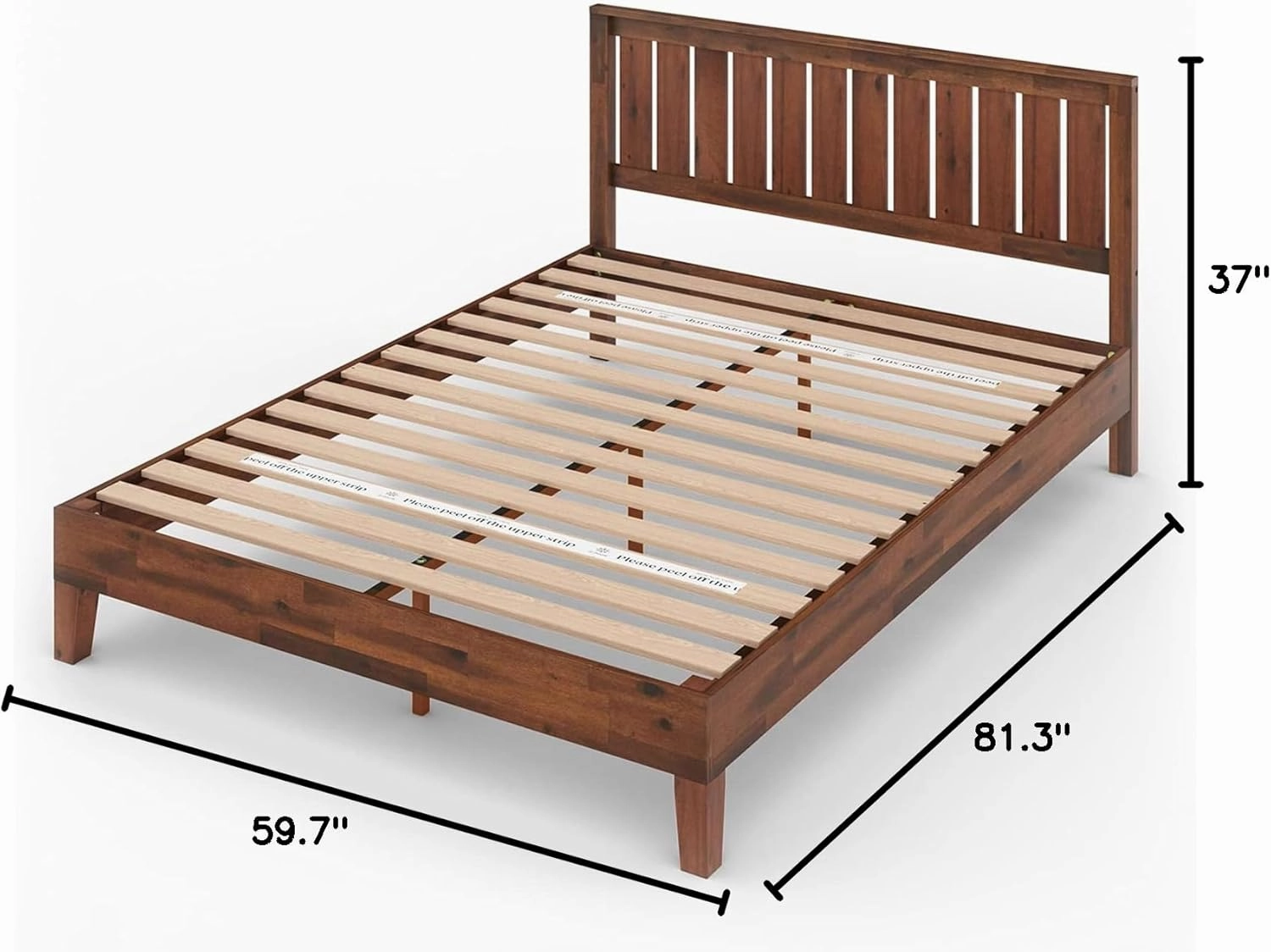 ZINUS Vivek Deluxe Wood Platform Bed Frame with Headboard, Wood Slat Support, No Box Spring Needed, Easy Assembly, Queen